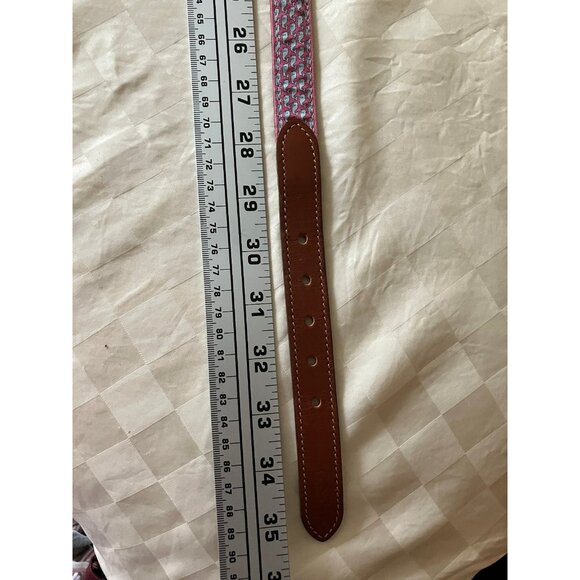 Vineyard Vines Fabric Genuine Leather Whales Red Fashion Belt Size S - Picture 10 of 13